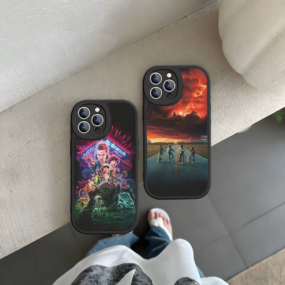 Hot S-Stranger T-Things Leather Phone Case For IPhone 15 14 13 Pro Max 12 11 16 Plus Phone Cover