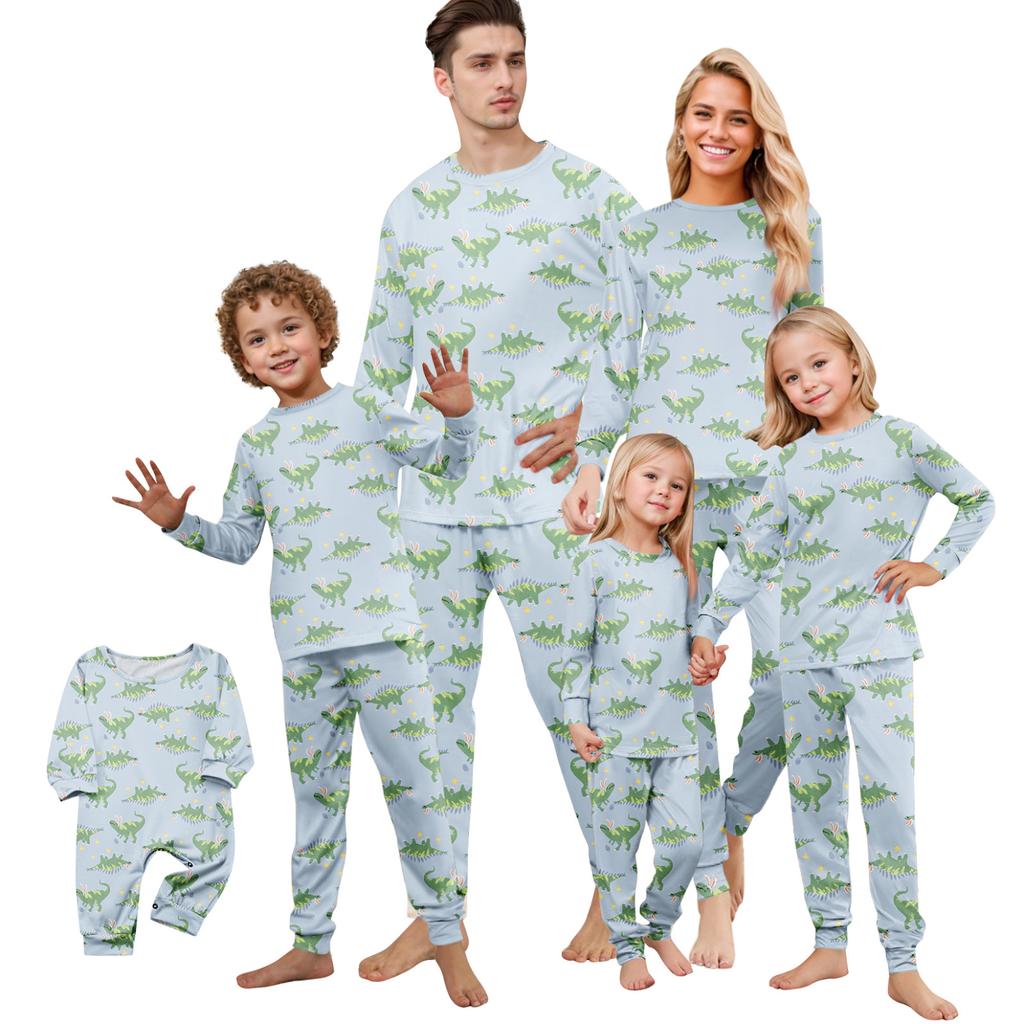Print Cute Family Set Pajamas, Home Clothes, Family Set Long Sleeve Top Pants Set