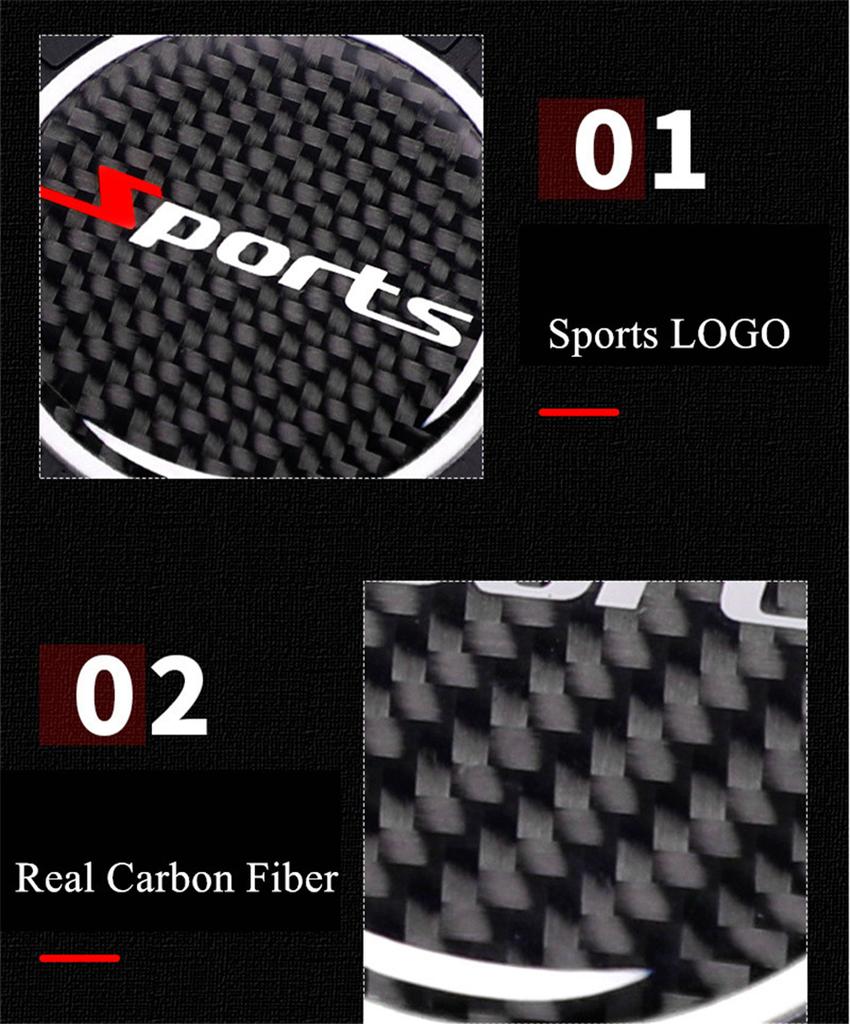 New 2Pcs High Quality Non-slip Elastic Durable Real Carbon Fiber Car Auto Water Cup Slot Non-Slip Mat Pad Sport Style