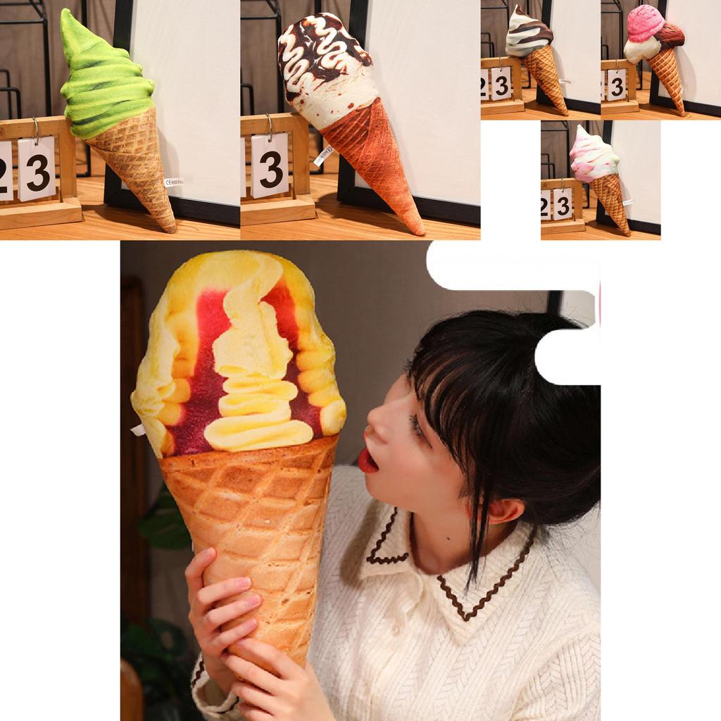 Cute Ice Cream Cone Plush Toy Pillow Strawberry Cream Chocolate Vanilla 20cm Stuffed Doll