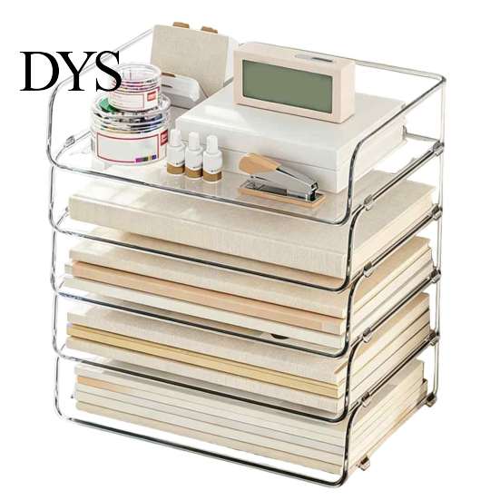 Stackable Desk Drawer Organizer Paper Letter Tray, Acrylic File Organizer, Clear Information Sorting Container Holder Sorter for Documents,
