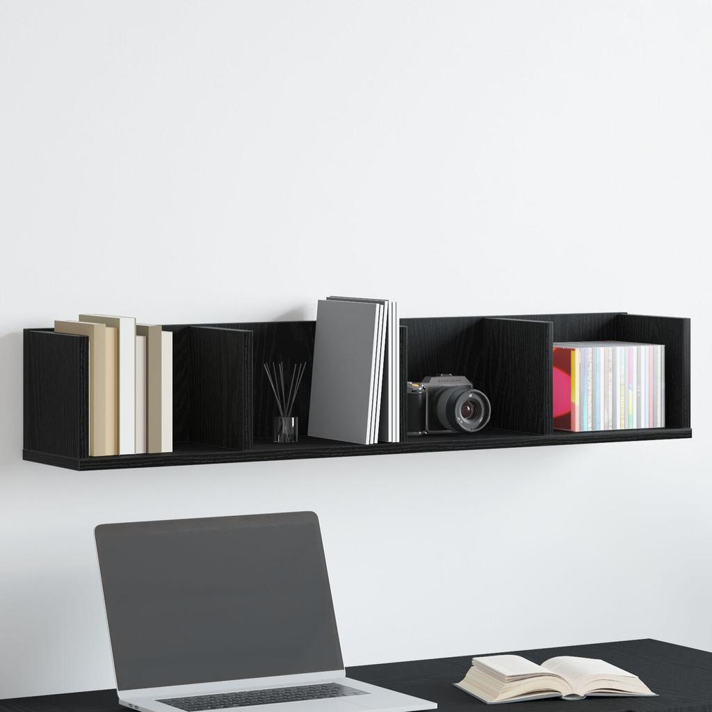 CD Ledge Made of Black Oak, Multifunctional Storage for Decorations and Vases, Ledge for Entrance, Living Room and Bathroom
