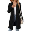 Women's Fall Winter Long Knit Cardigan Coat, Oversized Open Front Solid Color Sweater with Pockets, Cozy Long Sleeve Casual Outerwear