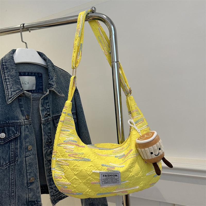 Fashionable Pendant Rainbow Stripes Personalized Large Capacity New Trendy and Fashionable Commuter One-shoulder Crossbody Dumpling Bag