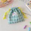 Ctrast Color Plaid Women's Makeup Case Travel Portable Female Drawstring Storage Bag Letter Prints Ladies Small Cosmetic Bags