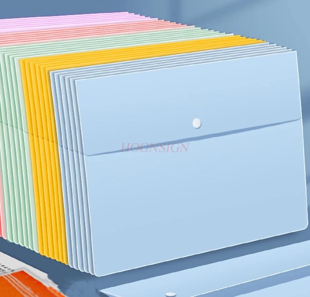 10pcs A4 thick plastic buckle file bag,thick folder, large capacity,office material storage bag, folder file bag