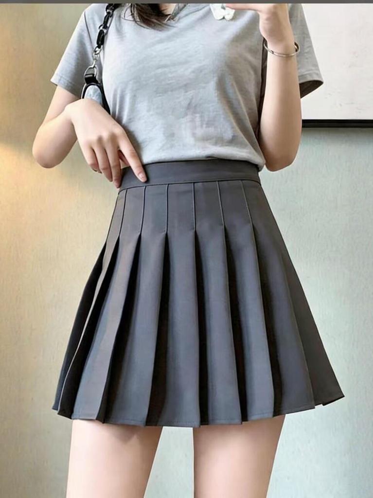 Women's Summer High-Waisted Pleated A-Line Skirt - Slimming, College Style, Anti-Exposure