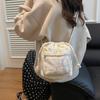Fashion Rainbow Stripes Embroidery Pleated Bucket Bag Chain Single Shoulder Crossbody Bag Bag