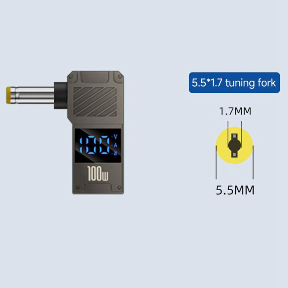 PD 100W Laptop Charging Adapter Type-C to DC 5.5x1.7mm Digital Display Fast Charging Converter