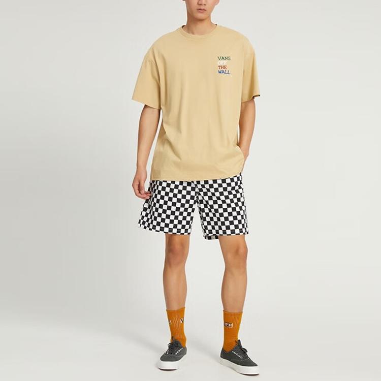 Vans Letter Pattern Printed Round Neck Sports Comfortable Casual Loose Short Sleeve Drop Shoulder T-Shirt Men T-Shirts Khaki VN0008Z9YUU