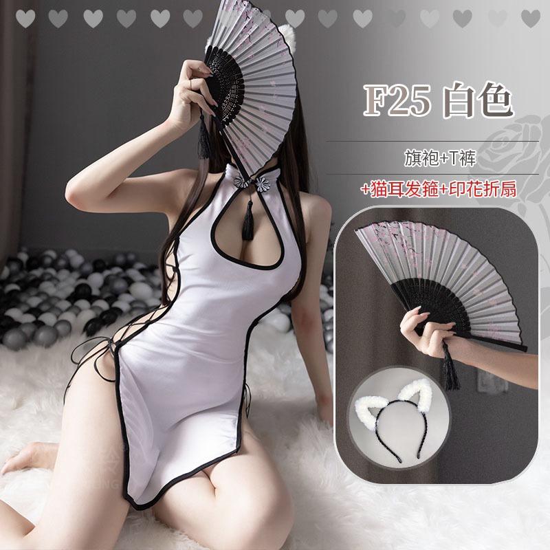 Style Bell Sex Underwear Vintage Cheongsam Wind High Split Women's Sexy Spicy Uniform Temptation Suit
