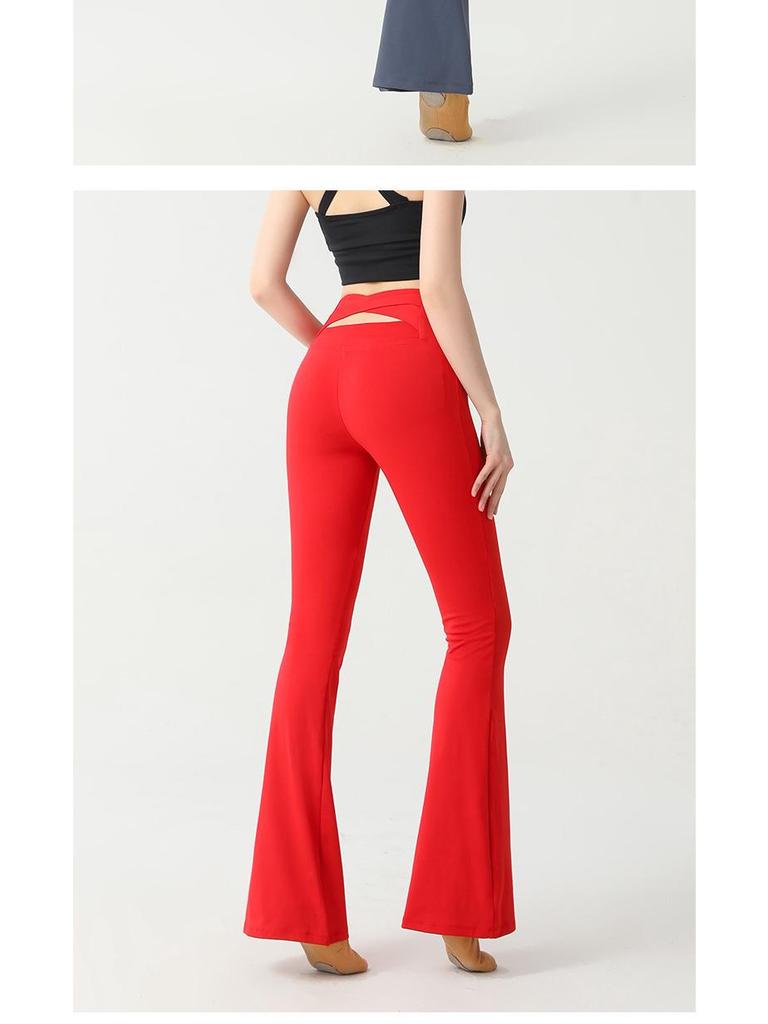 Women's High-Waist Yoga Flare Pants - Slimming, Hip-Lifting, Peach, High-Elastic Fitness Wear