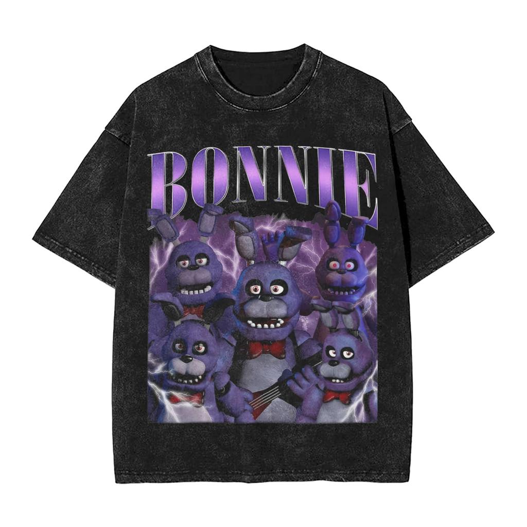 FNAF At Freddys Washed Streetwear Hip Hop Novelty T-Shirts Tees for Men Women Cotton Oversised Soft Comfort Short Sleeve