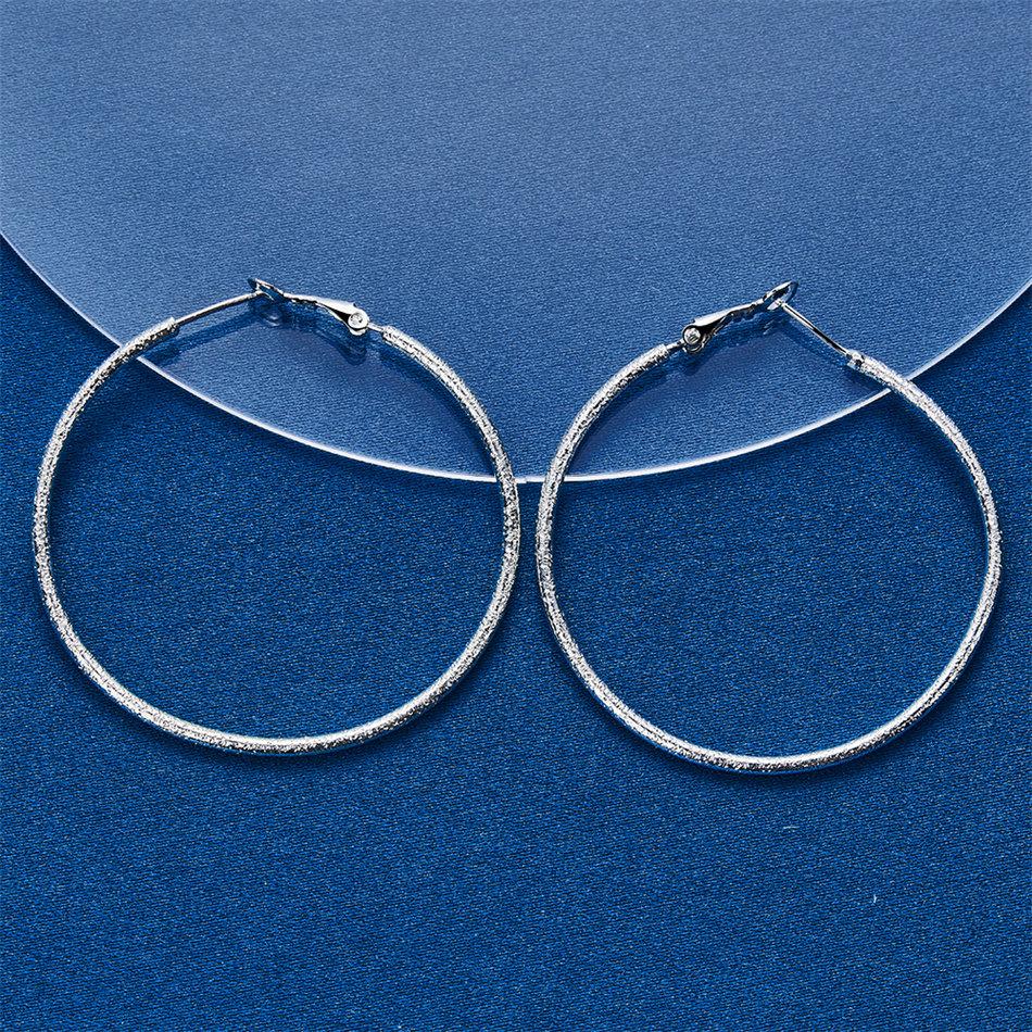 Elegant 925 Sterling Silver 50mm Luxurious Fine Sparkle Large Round Earrings for Women, Wedding Fashion Gift Jewelry