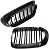 BMW 3 E46 99-01 COUPE / CABRIO griglie tra i fari (reni) set sinistra + destra DOPPIA BARRA NERA LUCIDA