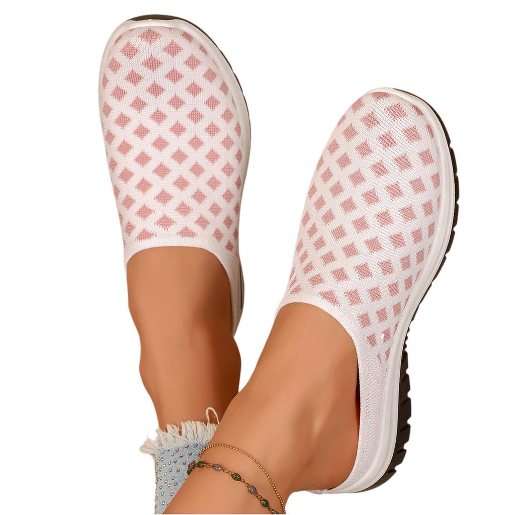Summer Women Mesh Slip-On Half-Covered Sandals Lightweight Breathable Casual Outdoor Footwear with Soft Sole for Daily Wear