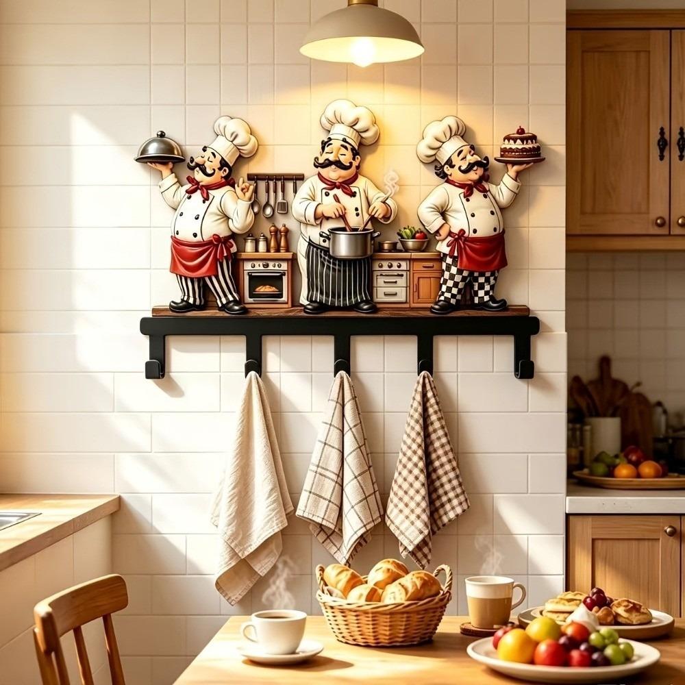 Halloween Wall-mounted Hooks Chef Statue Wall Hanging Rack Creative Wall Decor Home Decoration