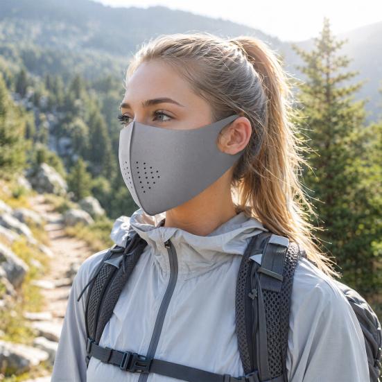 Soft Ice Silk Face Guard, Half Face Sun Protection Neck Cover, Breathable Holes Face Shield with Elastic Ear Loop for Outdoor Women Cycling Hiking
