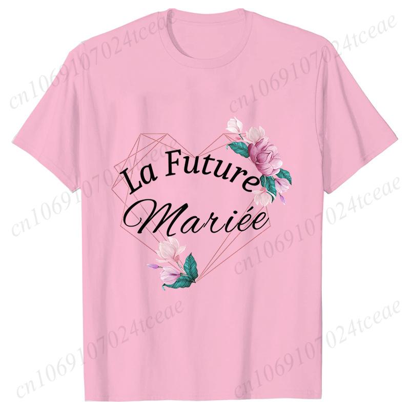 French Team Bride Squad T-shirt Flower Graphic Bridal Shower Wedding Tops Women Bachelorette EVJF Party Blouses Bridesmaid Tees