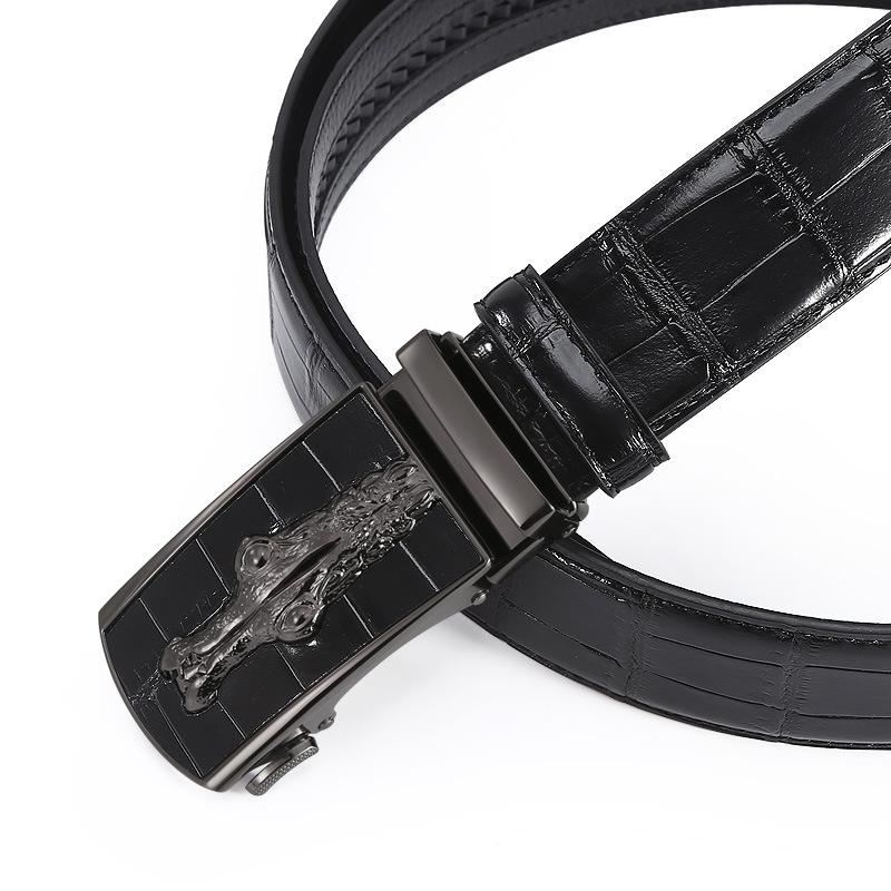 Belt Men'S Alloy Automatic Buckle Crocodile Pattern Belt Business Versatile Young People Cowhide Belt