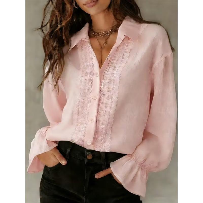 JPNTKY Women's Fashion Casual Long Sleeve POLO Neck Blouses & Shirts