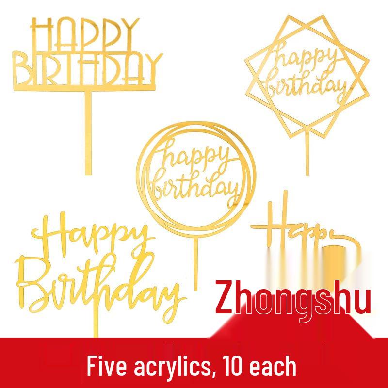 50-Pack Acrylic 'Happy Birthday' Cake Toppers - Popular Party Decorations with Free Shipping