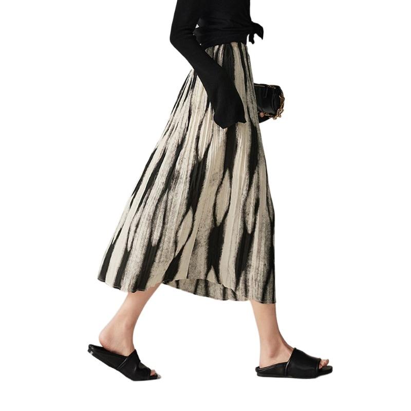 New Spring/Summer Fashion Halo Dye Gradient Printed Skirt Long Skirt High Grade Elastic
