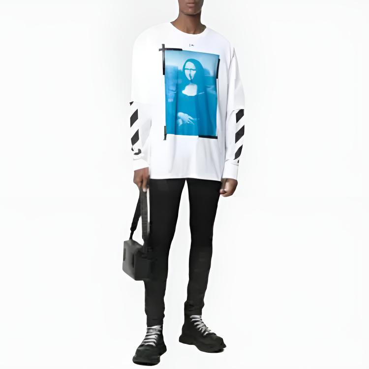 Off-White Ss21 Pattern Print Long-Sleeve T-Shirt Men Tops White OMAB022R21JER0010110