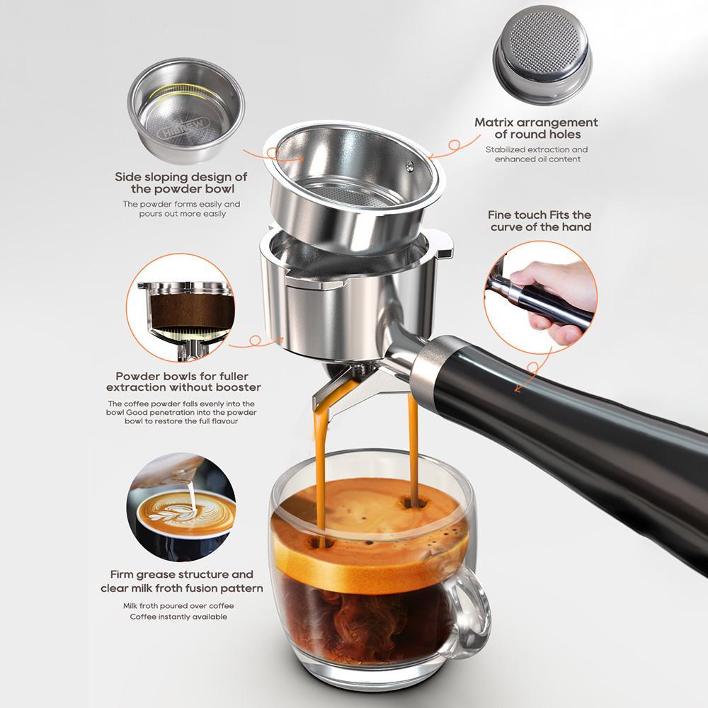 HiBREW 20Bar Semi Automatic Espresso Coffee Machine Temperature Adjustable Cold/Hot Super Slim Coffee Maker Cappuccino H10B