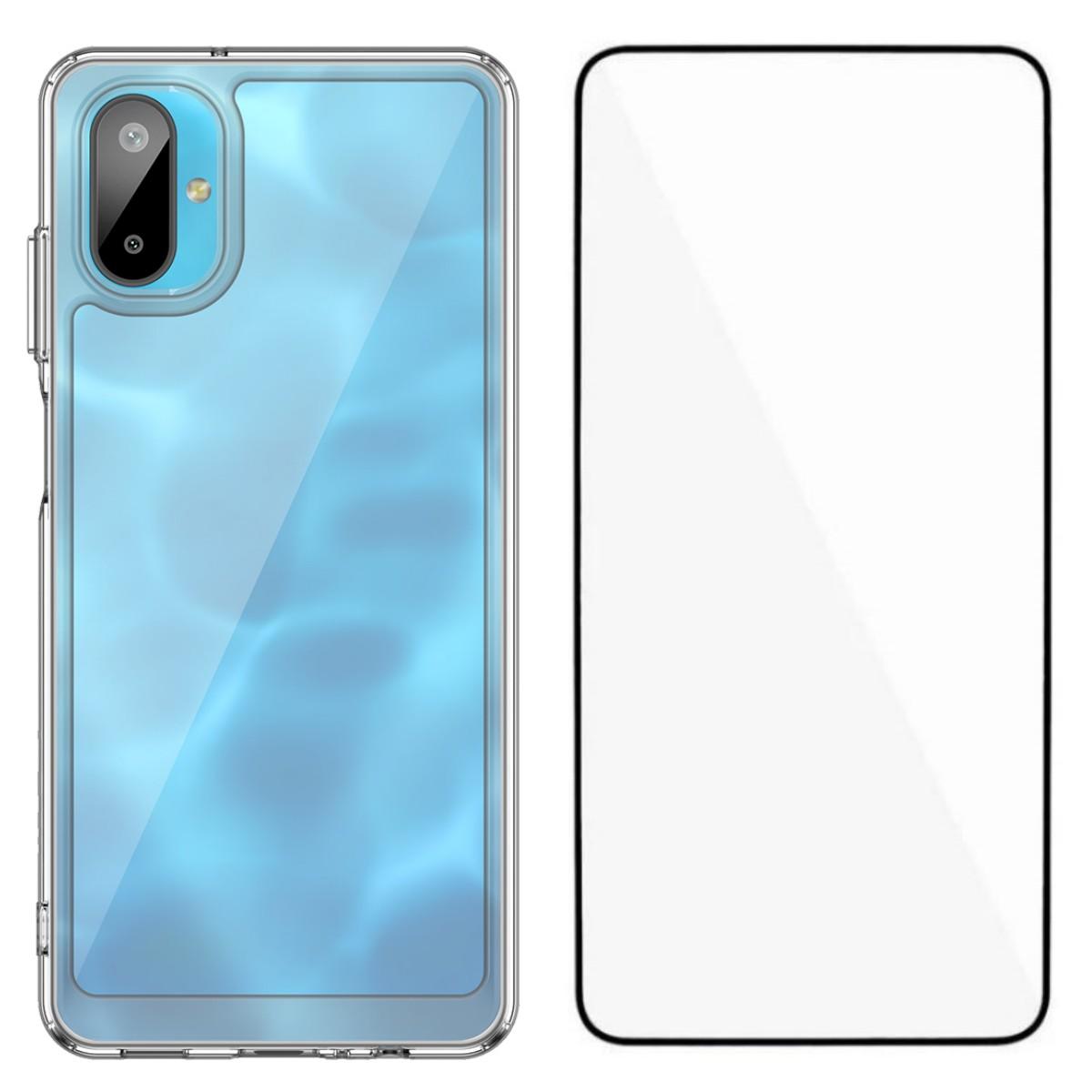 

For Samsung Galaxy F06 5G Case WANLONFENG MF Series TPU Acrylic Clear Phone Cover with Tempered Glass Film Transparent