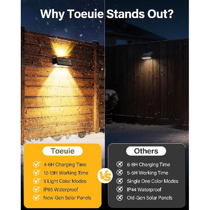 Solar Fence Lights Outdoor, 10 Pack Fence Solar Lights Waterproof