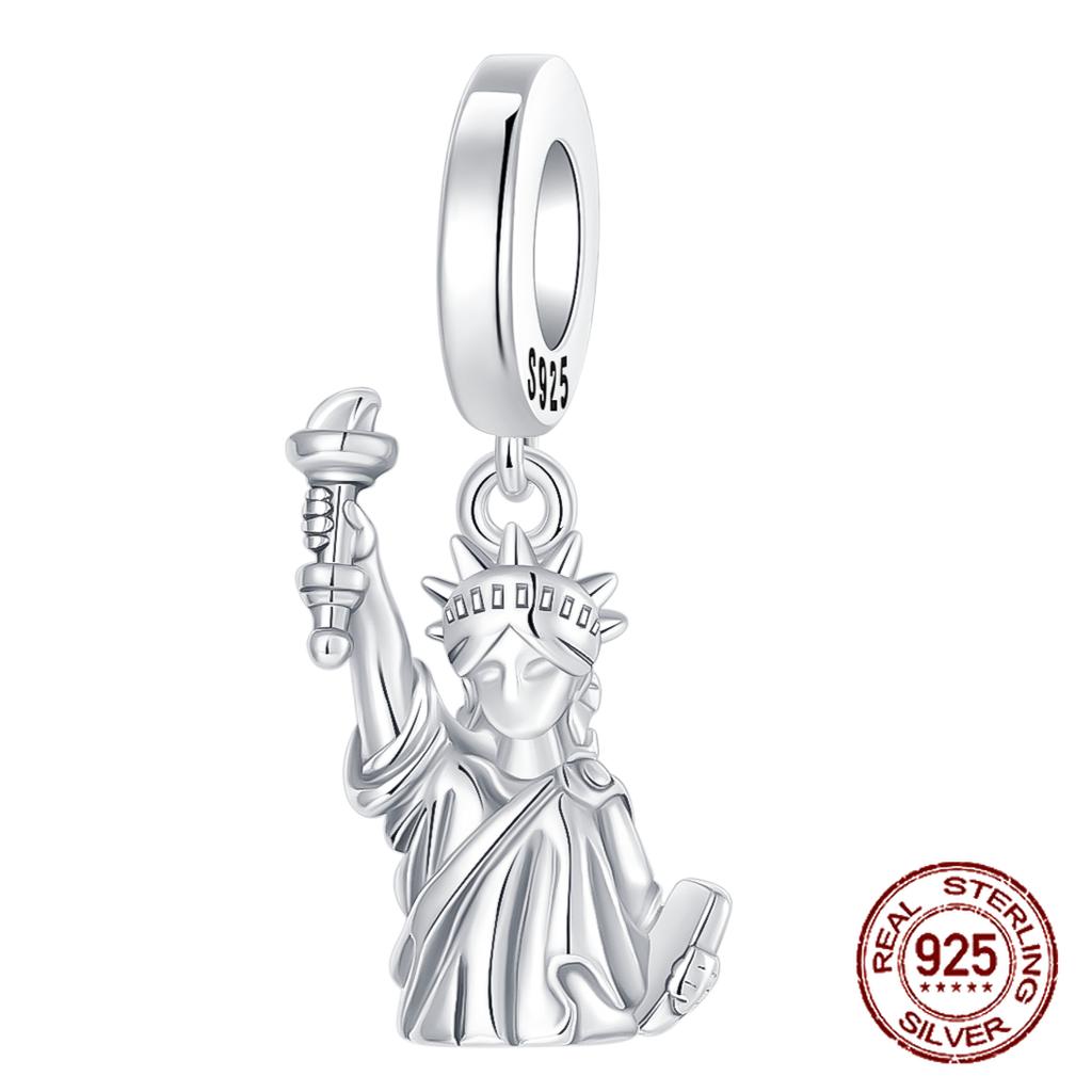 925 Silver Statue of Liberty Chameleon Skull Puppy Pendant Charm for Women DIY Jewelry Gift Fit Original Bracelets