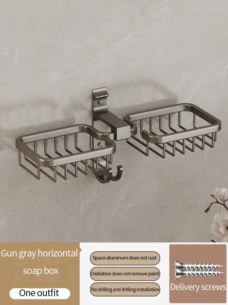 Aluminum Bathroom Drain Soap Storage Holder Soap Dish Storage Rack Bathroom Accessories