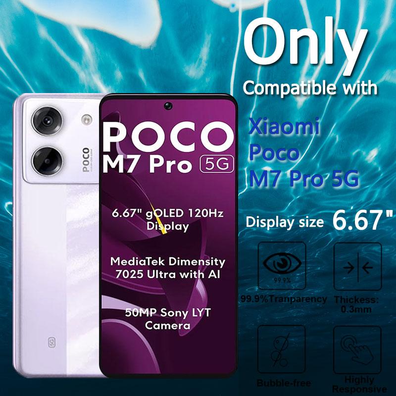 4 Pçs Protetor De Tela Para Xiaomi Poco M7 Pro 5g Vidro Temperado Cristal Hd Alto Alumínio Anti Risco Caso Amigável Impressão Digital