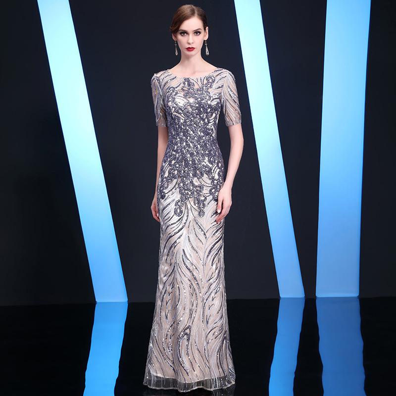 Golden Evening Dress 1011 Summer New Banquet Elegant Celebrity Host Banquet Party Dress Women