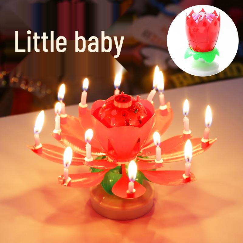 Musical Rotating Lotus Birthday Cake Candle - Sings & Blooms, Perfect for Kids & Celebrations