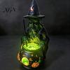 Gothic Home Decor for Halloween Witch Cauldron Lamp Figurine, Resin Scary Witches Lighted-Up Glowing Pot Figurine Cauldron, Festival Supplies