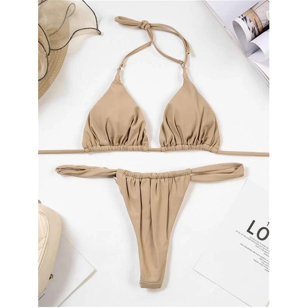 

мода сексуальный морщинистый высокий вырез стринги бикини женский купальник женский купальник из двух частей бикини комплект купальный костюм купальный костюм женский купальник S