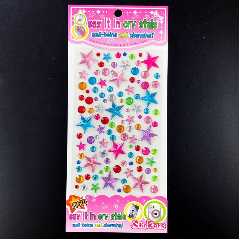 מדבקות יהלום לילדים, מדבקות קריסטל אקריליות, מדבקות קישוט אבני חן עגולות 3D צבעוניות בצורת פרח לב לילדה