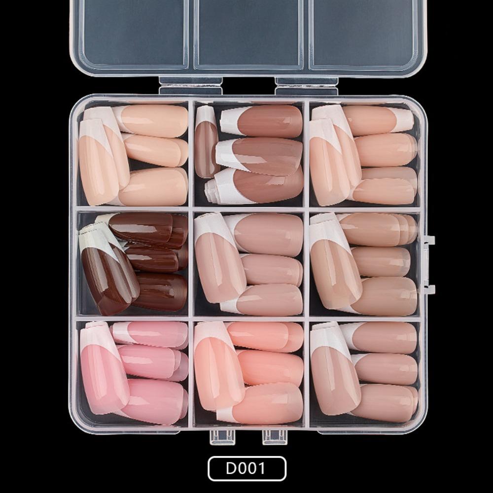 108pcs Mixed Color Fake Nail Almond Coffin Press On Nails New French False Nail  DIY