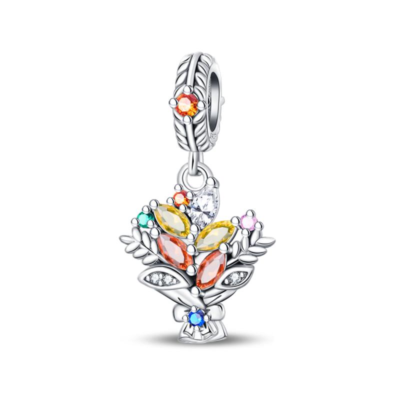 925 Silver Color Fashion Squirrel Maple Leaf Honey Autumn Series Charms Bead Fit 3mm 925 Original Bracelets Fine DIY Jewelry