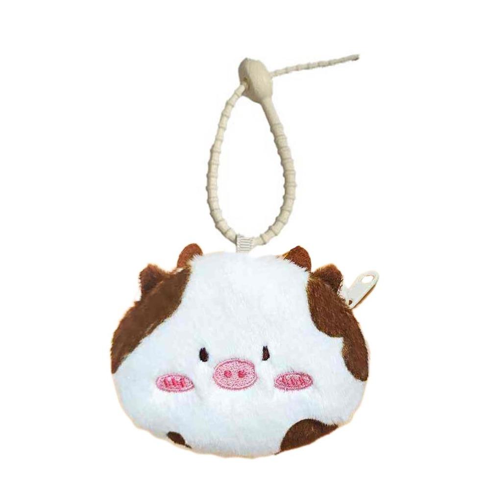 Raccoon Plush Coin Purse Cow Plush Wallet Pendant Headphone Bag Plush Earphone Bag  Change Storage