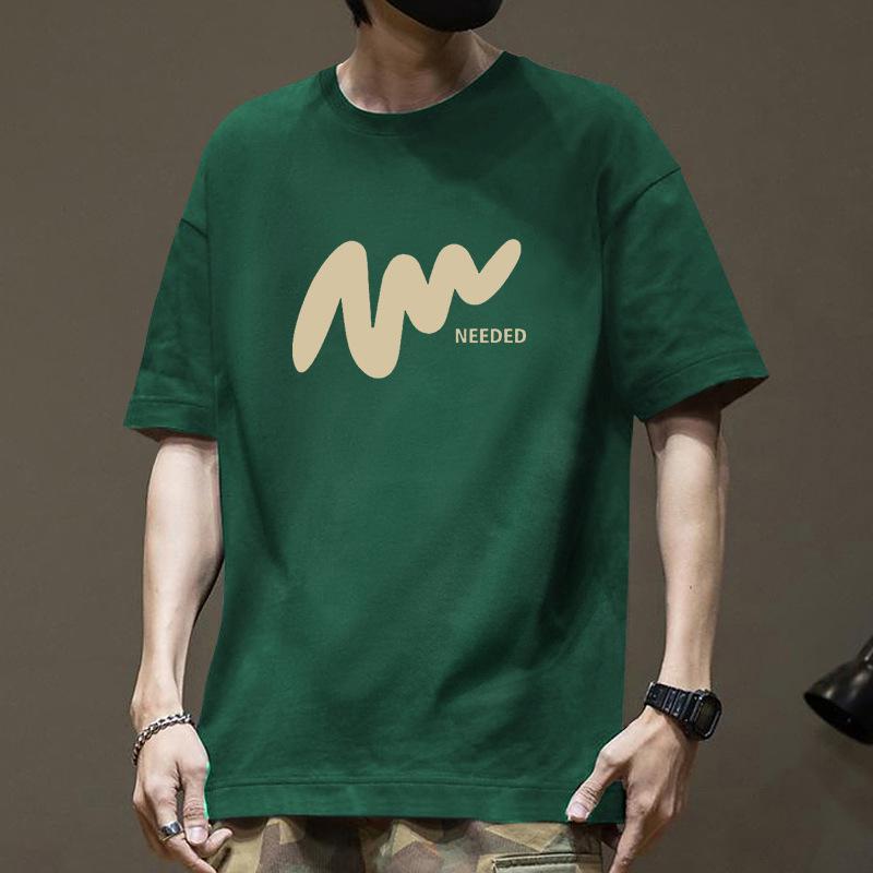 Cotton Short Sleeve T Shirt Print Black White Fashion All Match Breathable Summer Sport T-shirt Men Top