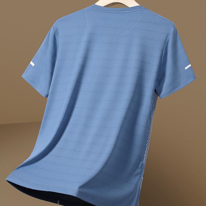Tricou pentru bărbați cu mâneci scurte, vară, cu gât rotund, lejer, alergare în aer liber, ocazional, sport, fitness, plasă, respirabil, uscare rapidă.