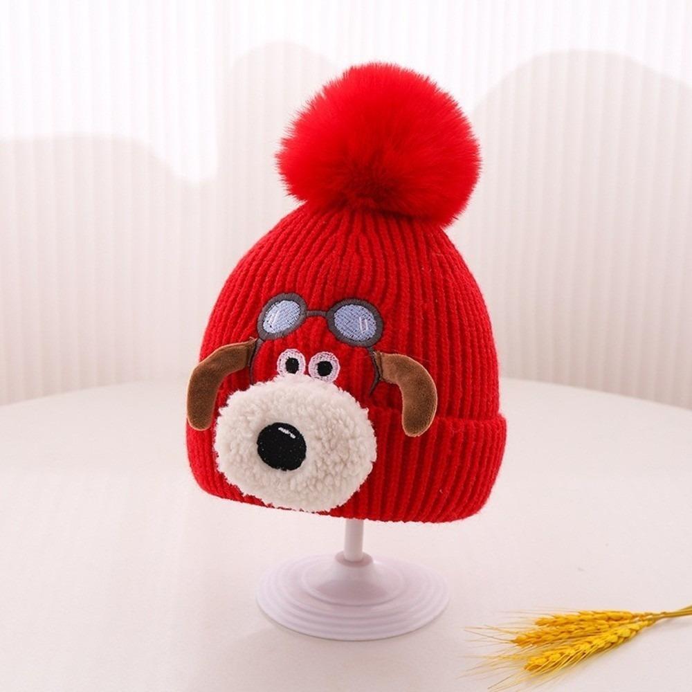 

Теплая шапка-пуловер, ветрозащитная плюшевая вязаная шапка, новая шапка с защитой ушей, детская красный