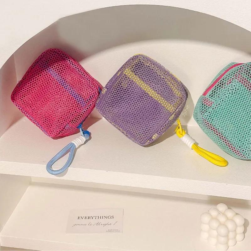 Large Capacity Dopamine Mesh Storage Bag Cosmetic Storage Tofu Bag Portable Travel Grooming Bag YLE413