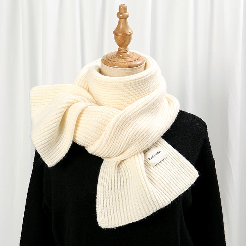 

Solid Knitted Cotton Scarf Woman Winter Warm Shawl Fashion Long Wraps Female Soft Neckerchief Thick Wool Muffler Scarves