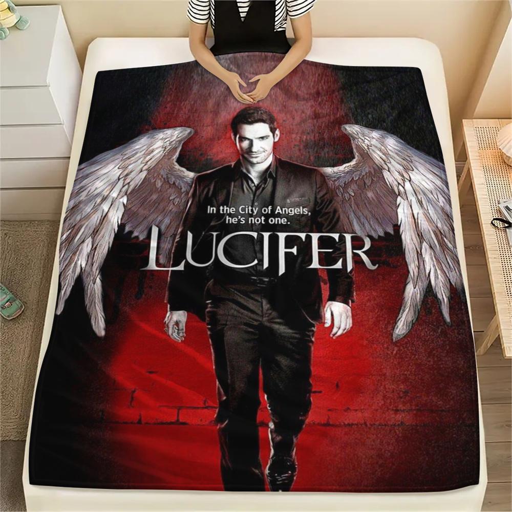 1Pc Lucifer Print Flannel Blanket, High quality Comfortable for All Seasons, Home Decor, Warmth and Comfort, Perfect for Gifts