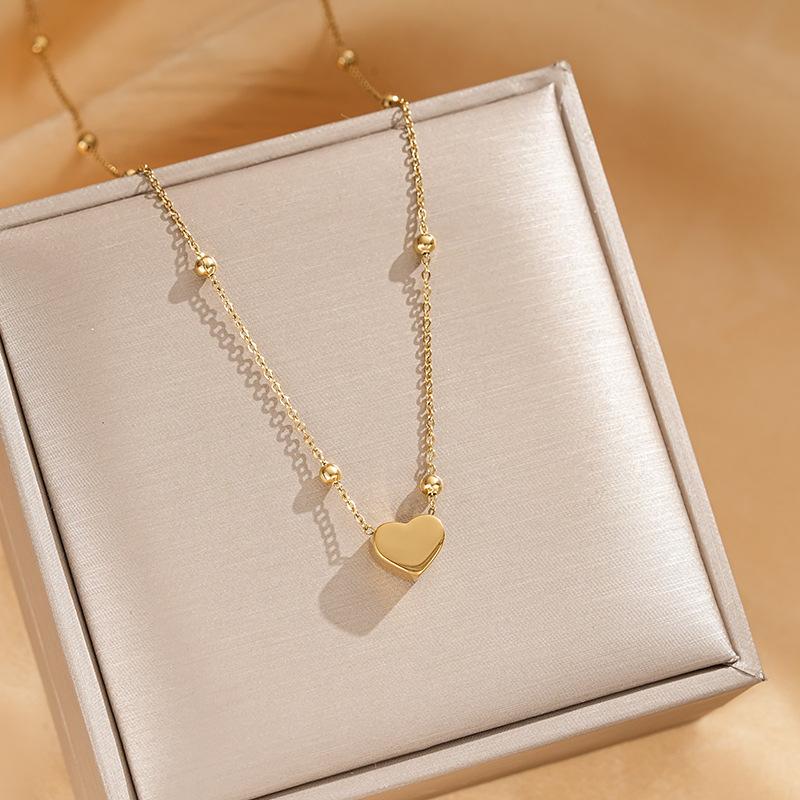 Doudou Heart Titanium Steel Necklace for Women Fashion Simple Choker Light Luxury Hypoallergenic Versatile Jewelry
