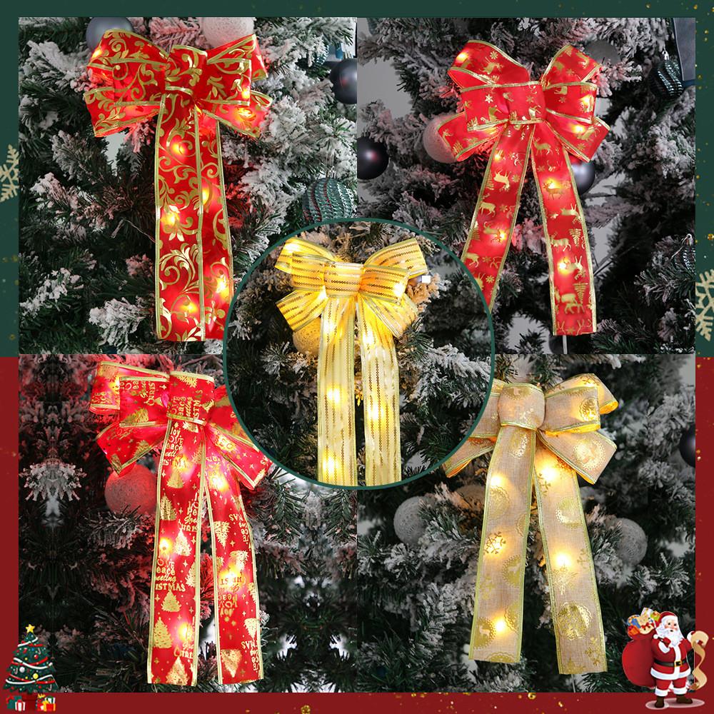 Tree Christmas Exquisite Lighted Bow Hanging Decoration In Classic American Style